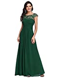 Ever-Pretty Women's Cap Sleeve Rinestone Floor Length A Line Chiffon Chiffon Dress Bridesmaid Dress for Wedding Green US10