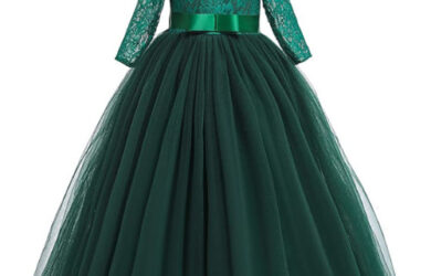 Vestidos de fiesta para niñas verde esmeralda