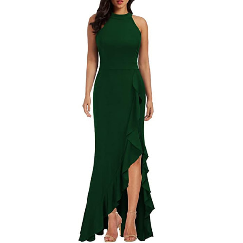 Vestidos elegantes largos color verde esmeralda