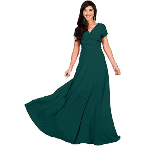 Vestidos largos elegantes verde esmeralda