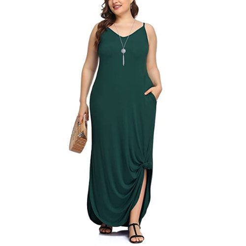 Vestidos largos para gorditas verde esmeralda