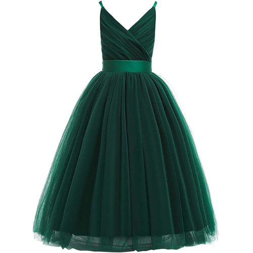 Vestidos para niñas elegantes verde esmeralda.