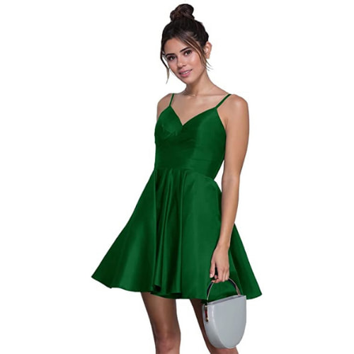 vestidos cortos verdes esmeralda