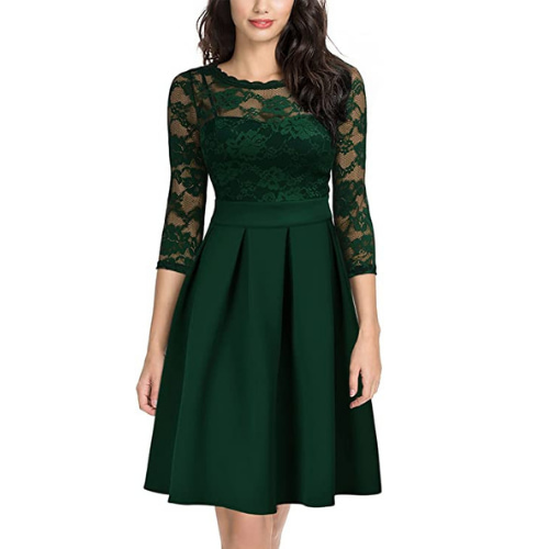 vestidos corto dama de honor de encaje color verde